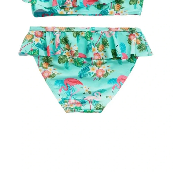 Girls 2 Piece Tropical Slant Shoulder Bathing Suit New 6-7 Years - Picture 4 of 7